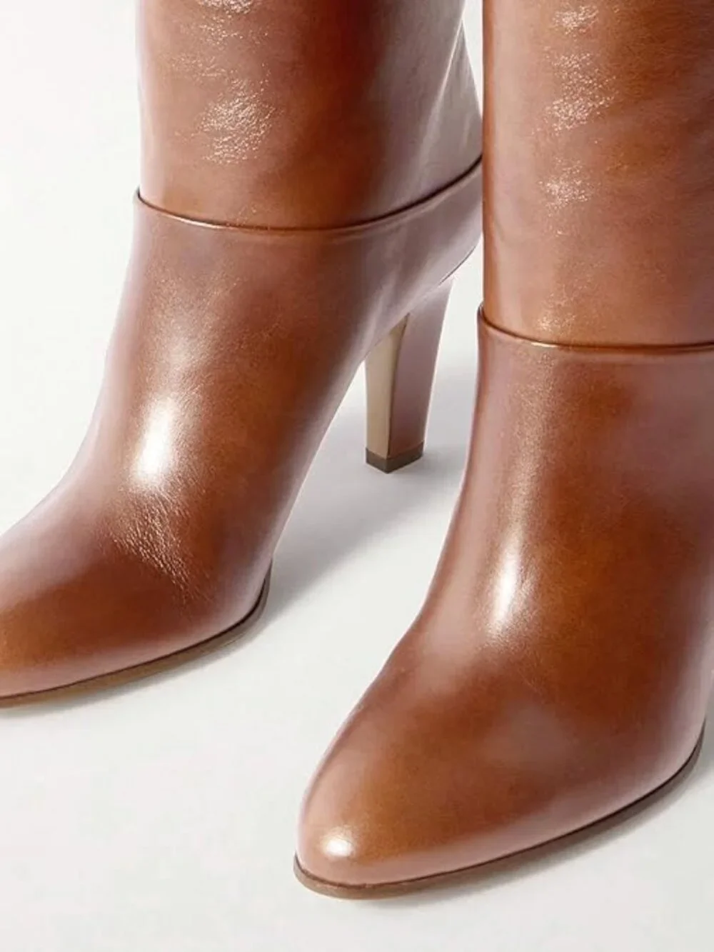 Coutgo Size 9.5 Boots Thigh High Light Brown Wide Calf Over The Knee Pointed Toe